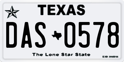TX license plate DAS0578