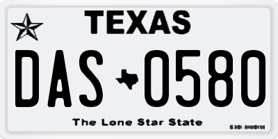 TX license plate DAS0580
