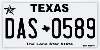 TX license plate DAS0589