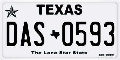 TX license plate DAS0593