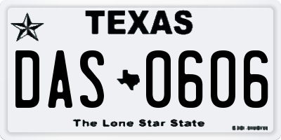 TX license plate DAS0606