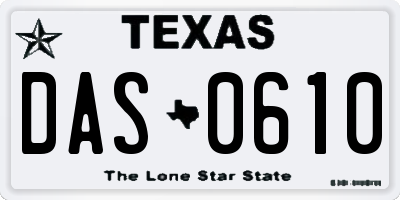 TX license plate DAS0610