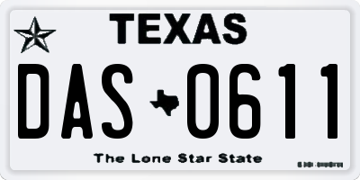 TX license plate DAS0611