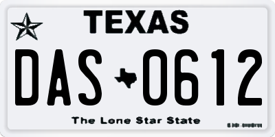 TX license plate DAS0612