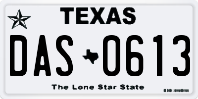 TX license plate DAS0613