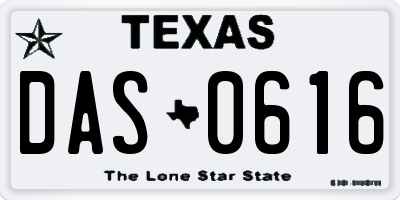 TX license plate DAS0616