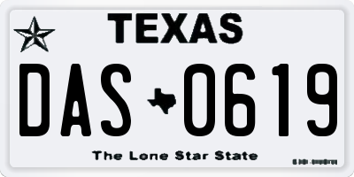 TX license plate DAS0619