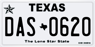 TX license plate DAS0620