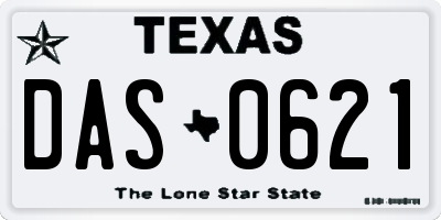 TX license plate DAS0621