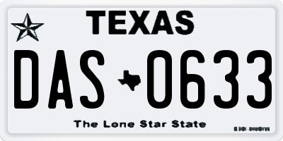 TX license plate DAS0633