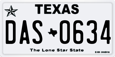 TX license plate DAS0634