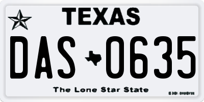 TX license plate DAS0635