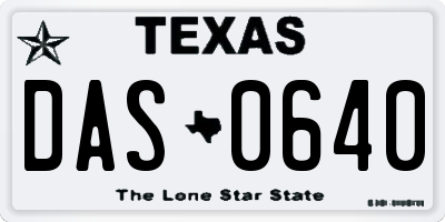 TX license plate DAS0640