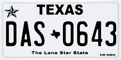 TX license plate DAS0643