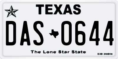 TX license plate DAS0644