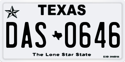 TX license plate DAS0646