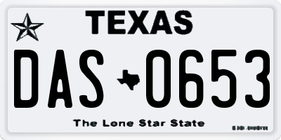 TX license plate DAS0653