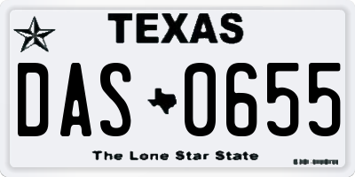 TX license plate DAS0655