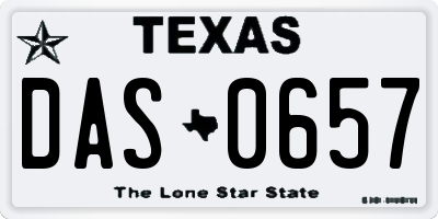 TX license plate DAS0657