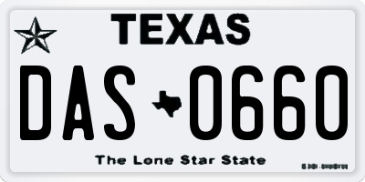 TX license plate DAS0660