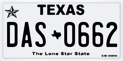 TX license plate DAS0662