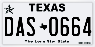 TX license plate DAS0664