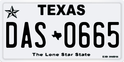 TX license plate DAS0665
