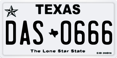 TX license plate DAS0666