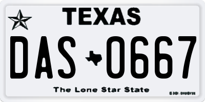 TX license plate DAS0667