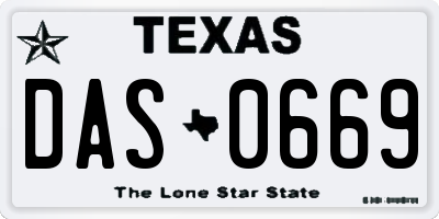 TX license plate DAS0669