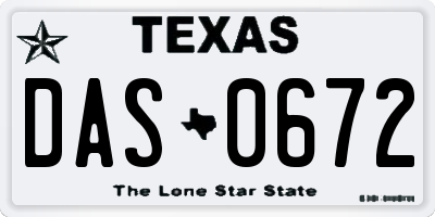 TX license plate DAS0672