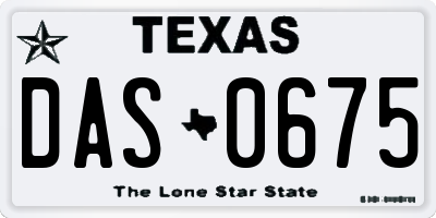 TX license plate DAS0675