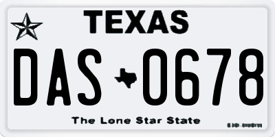 TX license plate DAS0678