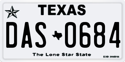 TX license plate DAS0684