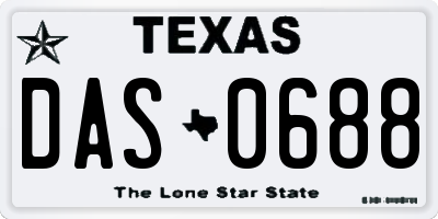 TX license plate DAS0688
