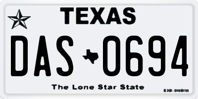 TX license plate DAS0694