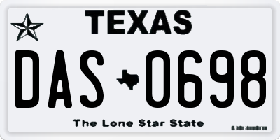 TX license plate DAS0698