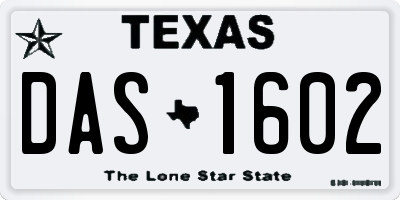 TX license plate DAS1602