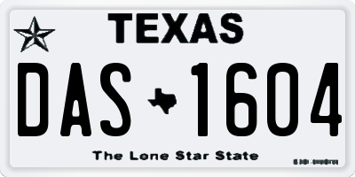 TX license plate DAS1604