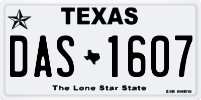 TX license plate DAS1607