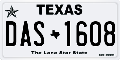 TX license plate DAS1608