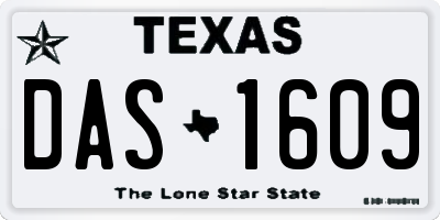 TX license plate DAS1609