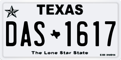 TX license plate DAS1617