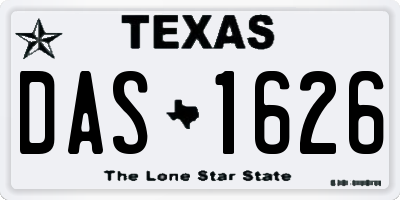 TX license plate DAS1626