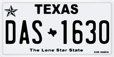 TX license plate DAS1630