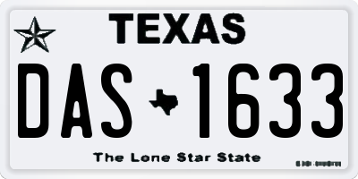 TX license plate DAS1633