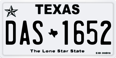 TX license plate DAS1652