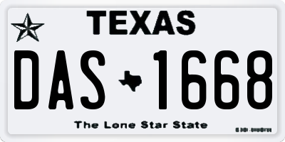 TX license plate DAS1668