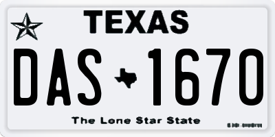 TX license plate DAS1670