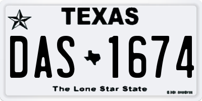 TX license plate DAS1674